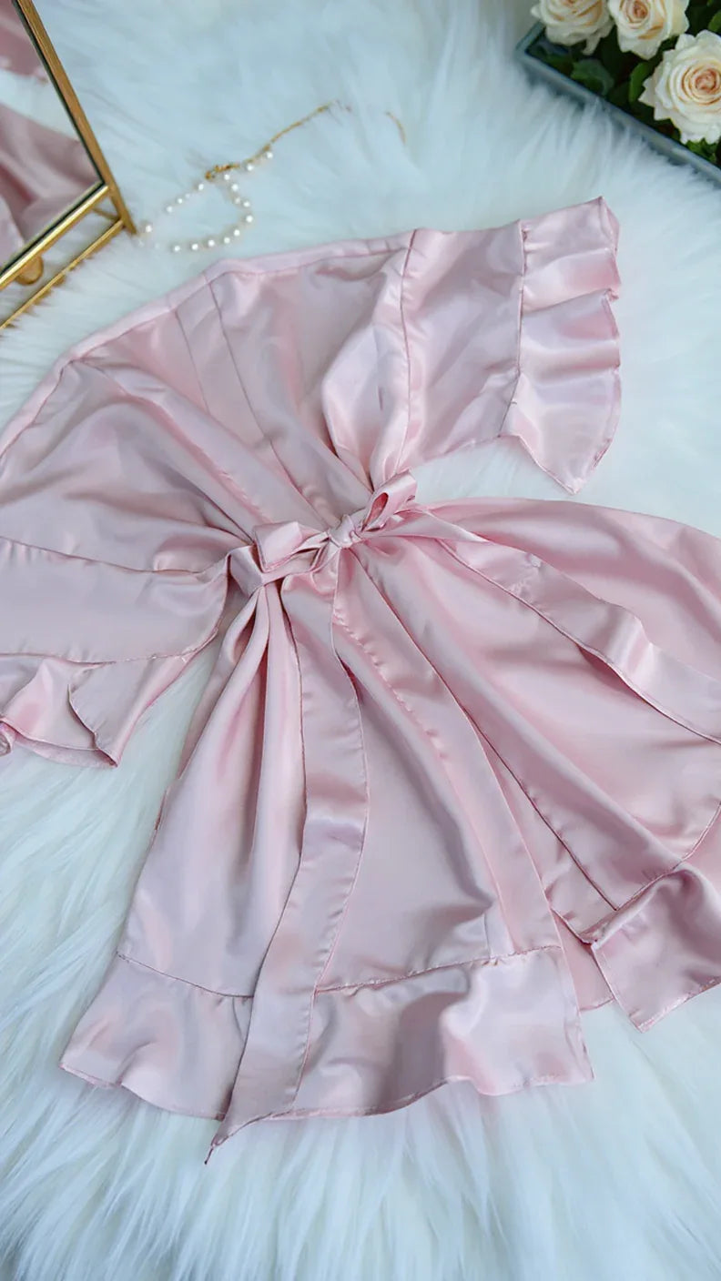 Kimono en satin à volants élégant - Justyol