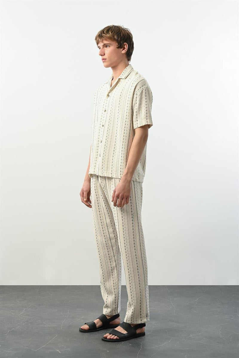 Pantalon Homme à Rayures Bohème en Tissu Tricoté