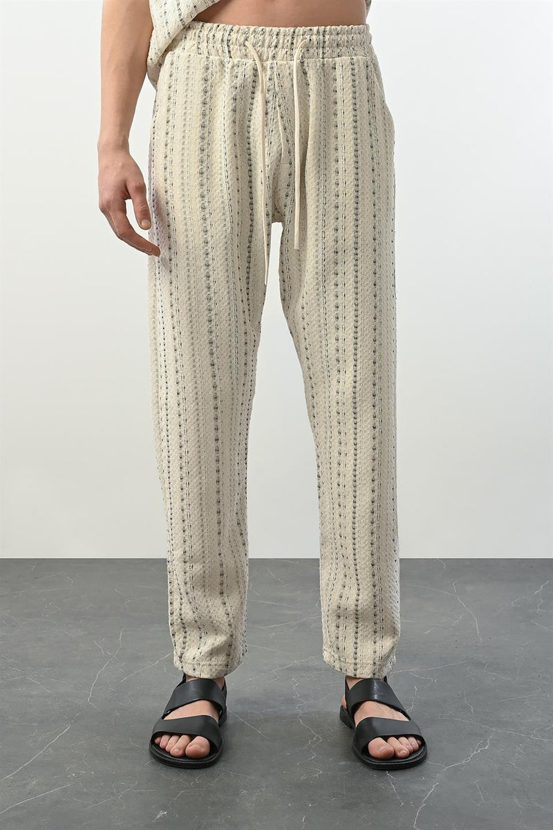 Pantalon Homme à Rayures Bohème en Tissu Tricoté