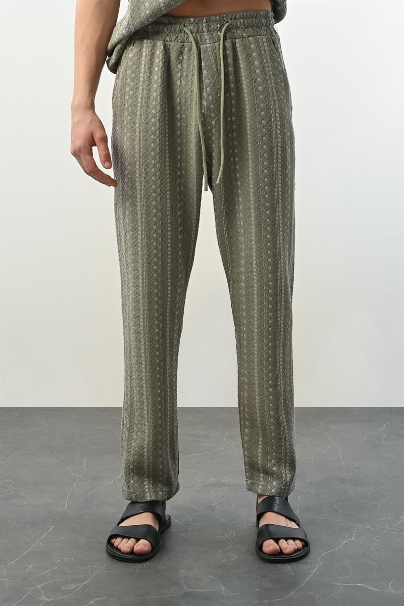 Pantalon Homme à Rayures Bohème en Tissu Tricoté