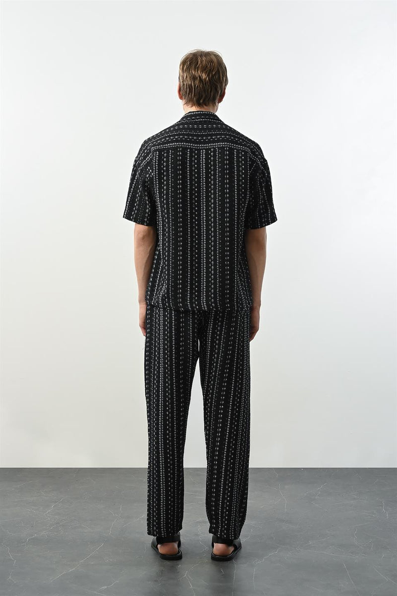Pantalon Homme à Rayures Bohème en Tissu Tricoté