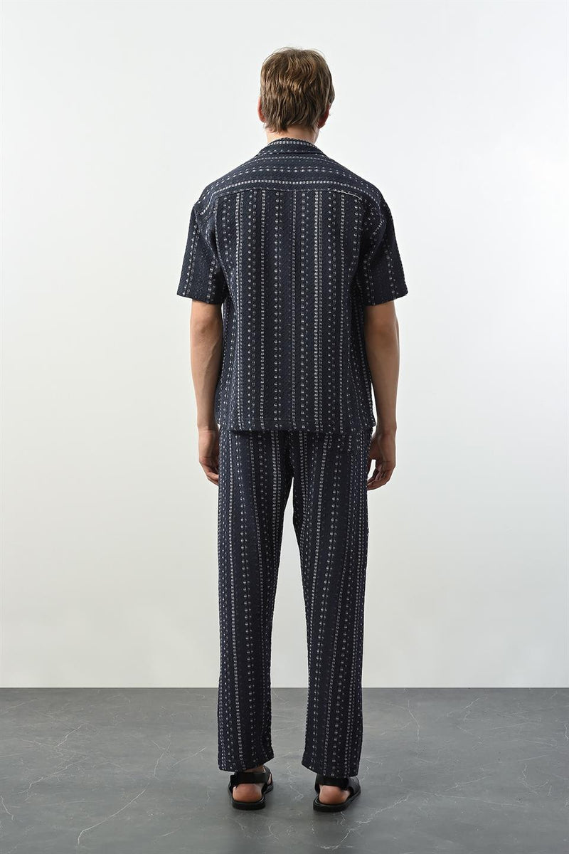 Pantalon Homme à Rayures Bohème en Tissu Tricoté