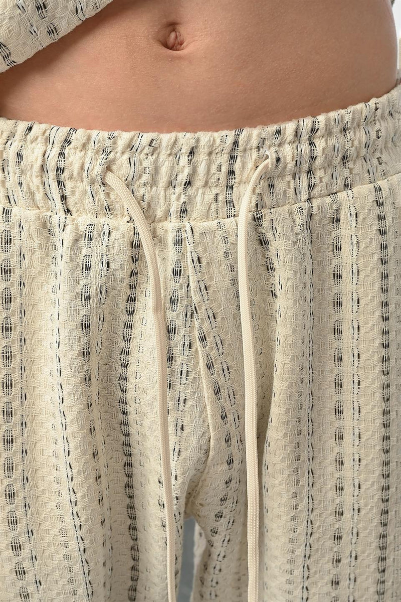 Pantalon Homme à Rayures Bohème en Tissu Tricoté