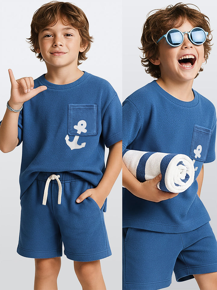 Ensemble garçon 2 pièces en éponge – t-shirt oversize et short confortable