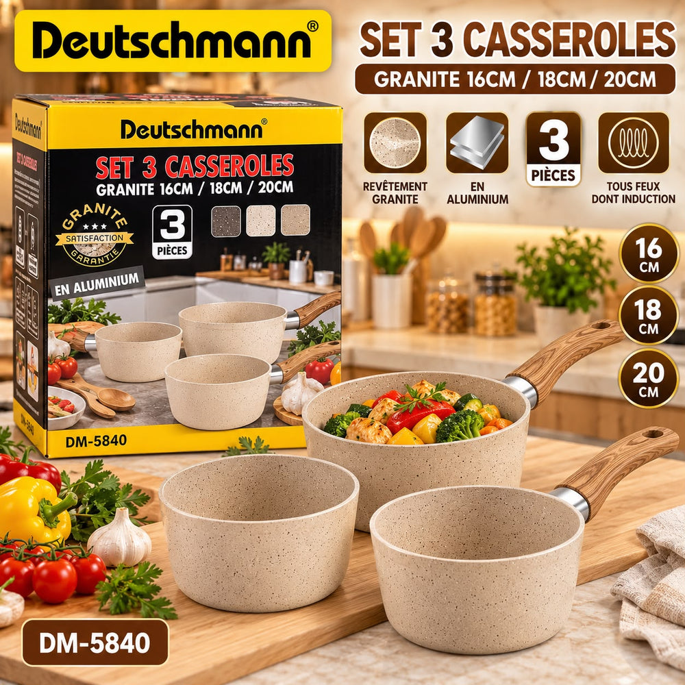 SET DE 3 CASSEROLEGRANITE DEUTCHMAN DM-5840