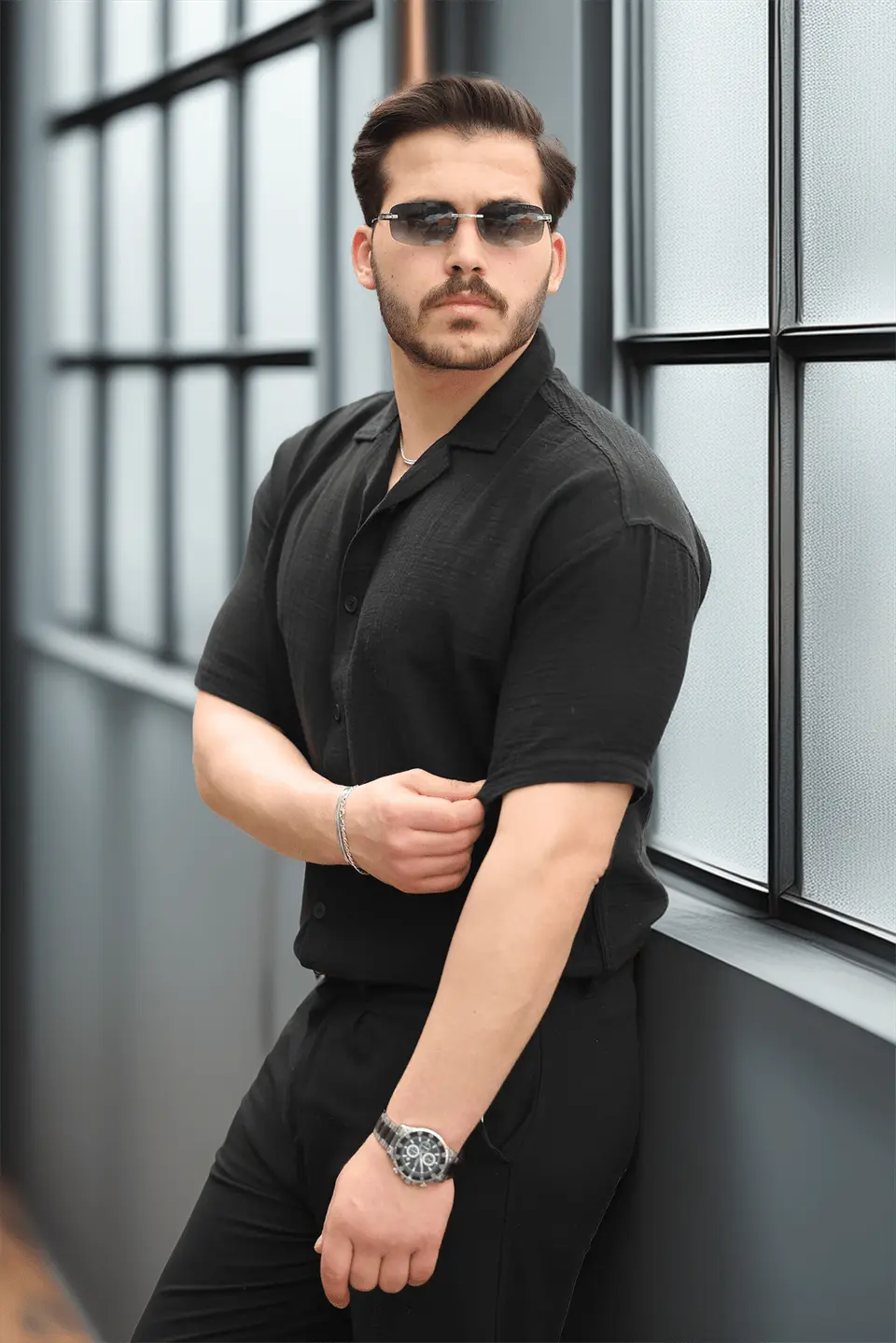 Chemise Homme en Mousseline à Col Cubain Coupe Confort