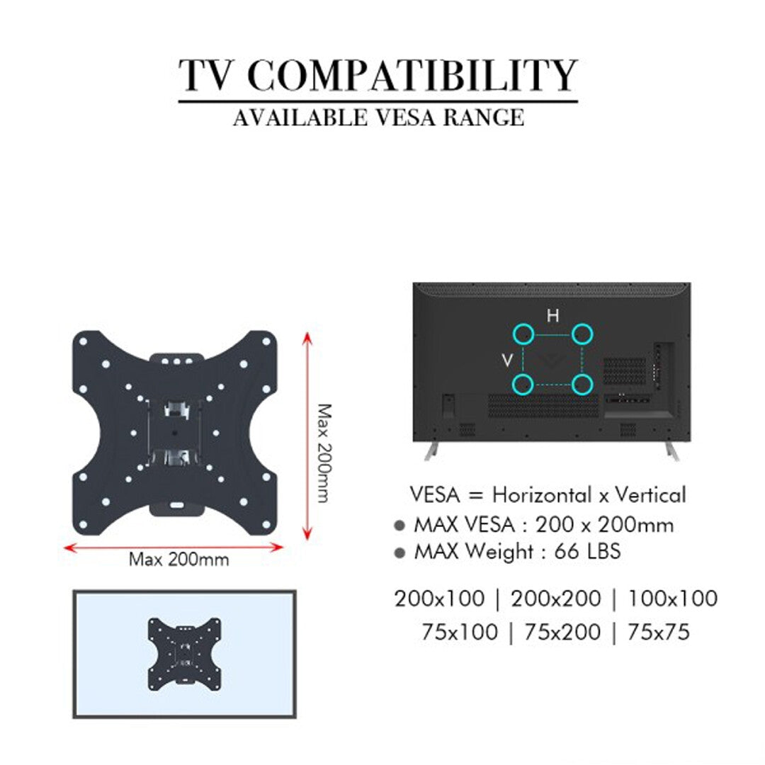 Support TV mobile 17-42”, orientable et inclinable pour plus de confort. Digitronics