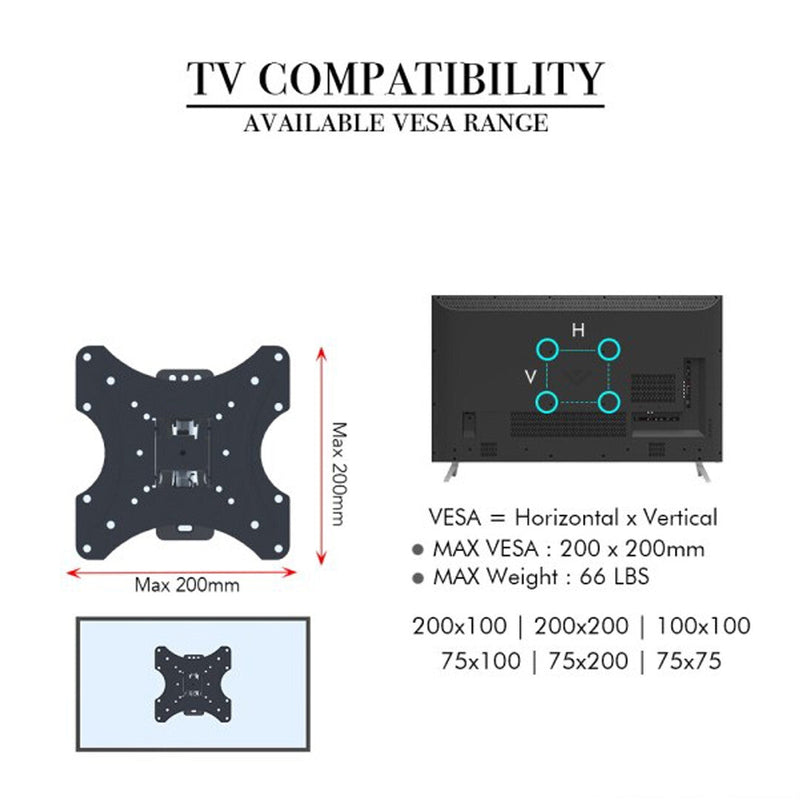 Support TV mobile 17-42”, orientable et inclinable pour plus de confort.