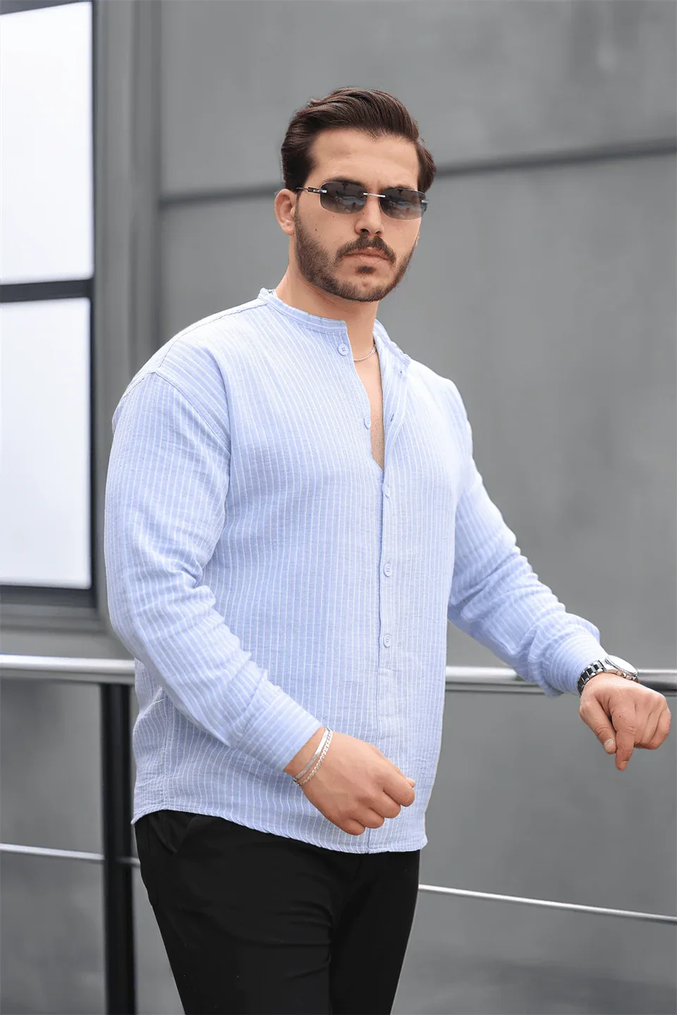 chemise homme mousseline coton rayée légère - Justyol
