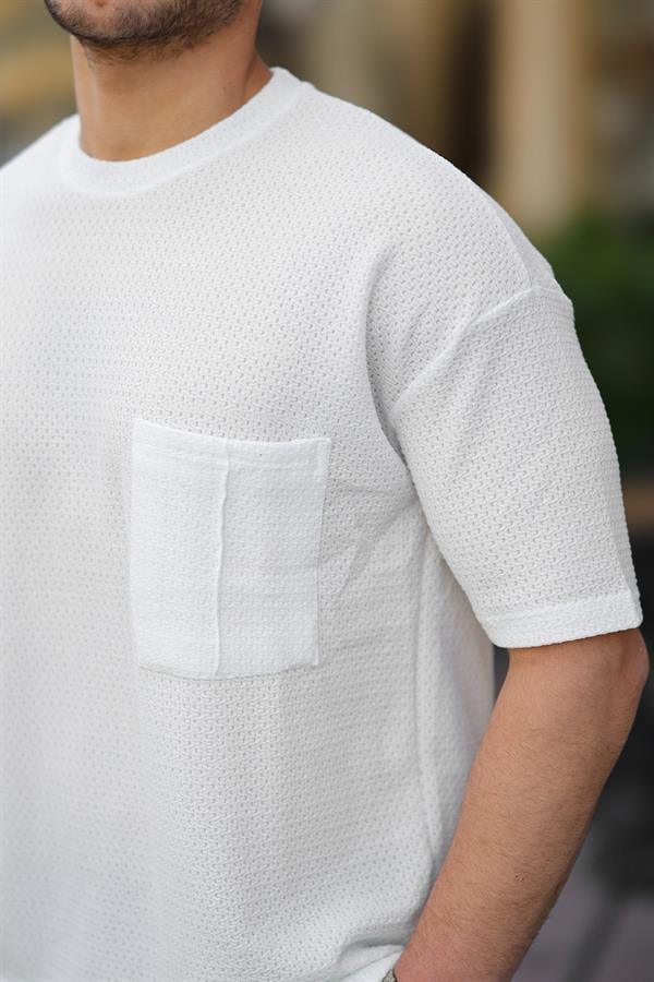 t‑shirt oversize homme tricot avec poche coton - Justyol