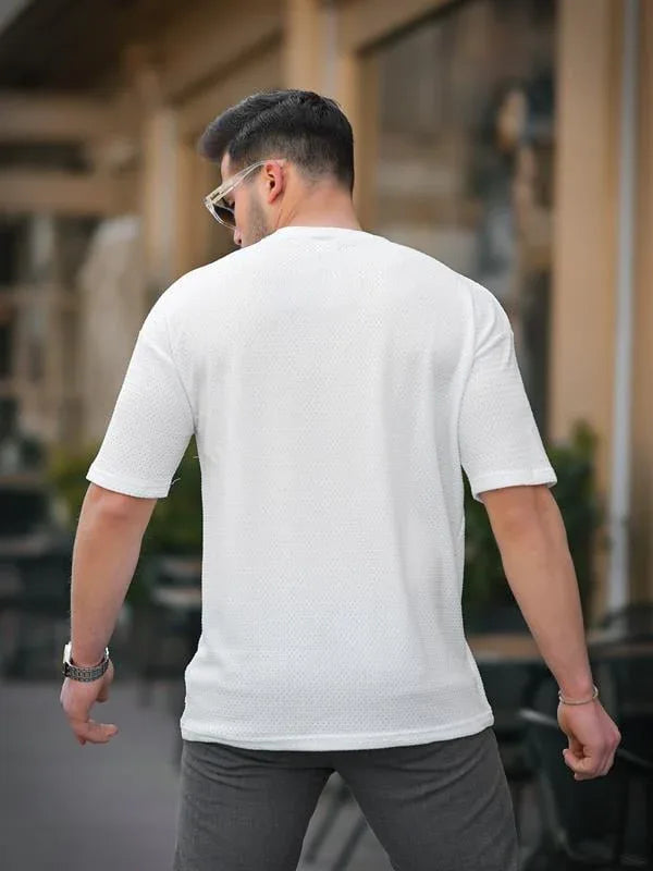 t‑shirt oversize homme tricot avec poche coton - Justyol