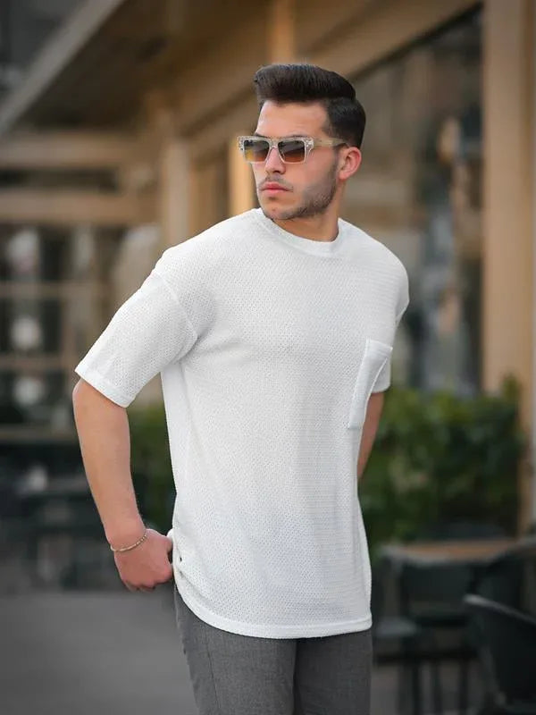 t‑shirt oversize homme tricot avec poche coton - Justyol