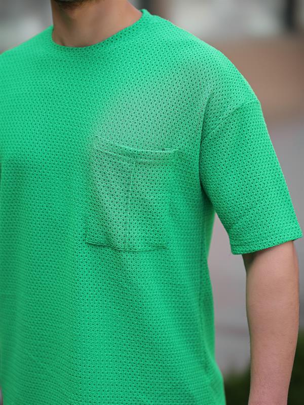 t‑shirt oversize homme tricot avec poche coton - Justyol