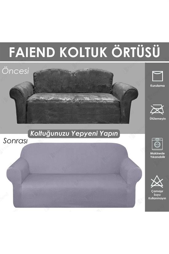 chester 3 kişilik pudra lastikli kanepe örtüsü | lastikli koltuk örtüsü | koltuk kilifi - Justyol