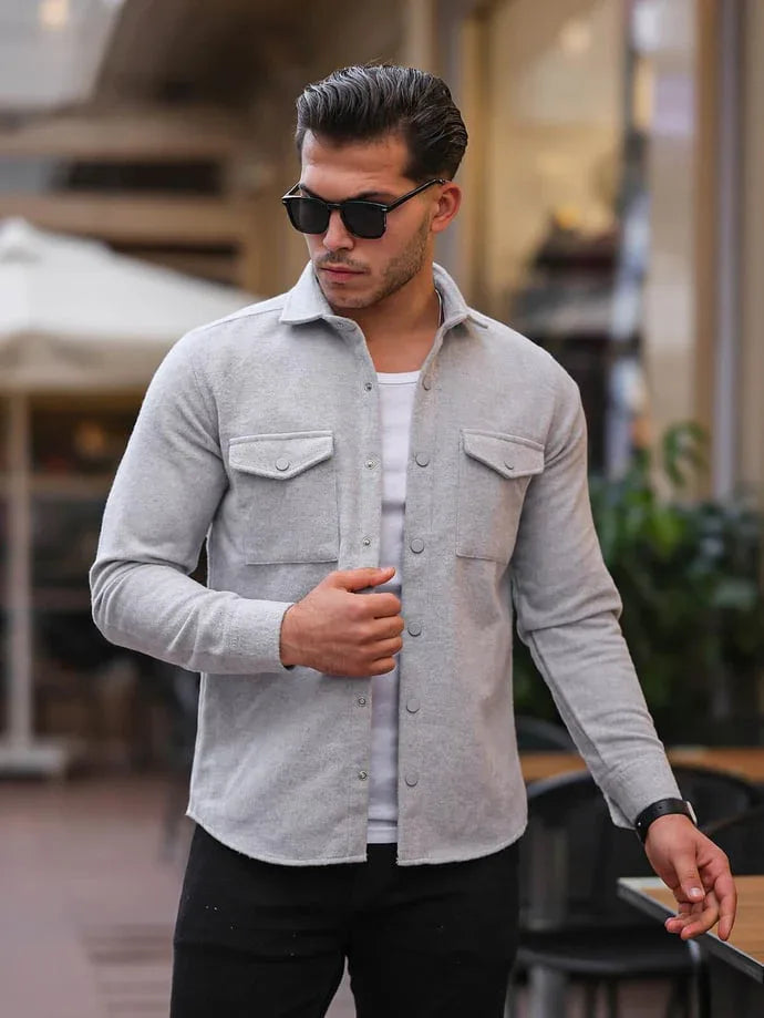 Chemise en Cachemire à Poches à Rabat - Justyol