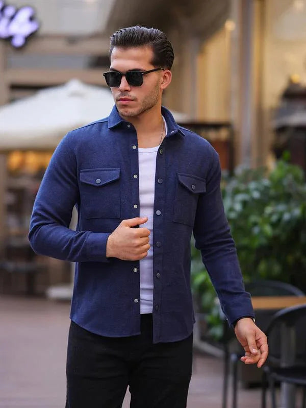 Chemise en Cachemire à Poches à Rabat - Justyol