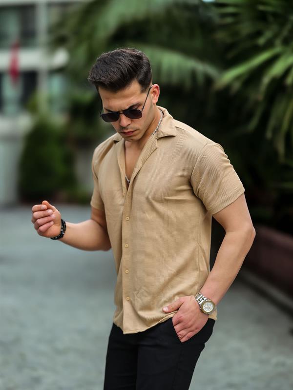 Chemise homme fit rayée manches courtes en coton