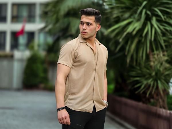 Chemise homme fit rayée manches courtes en coton