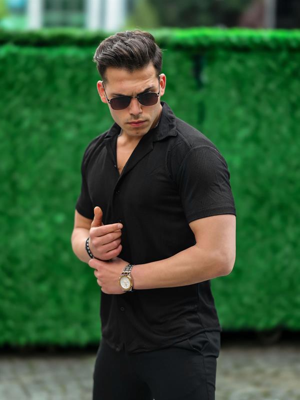 Chemise homme fit rayée manches courtes en coton