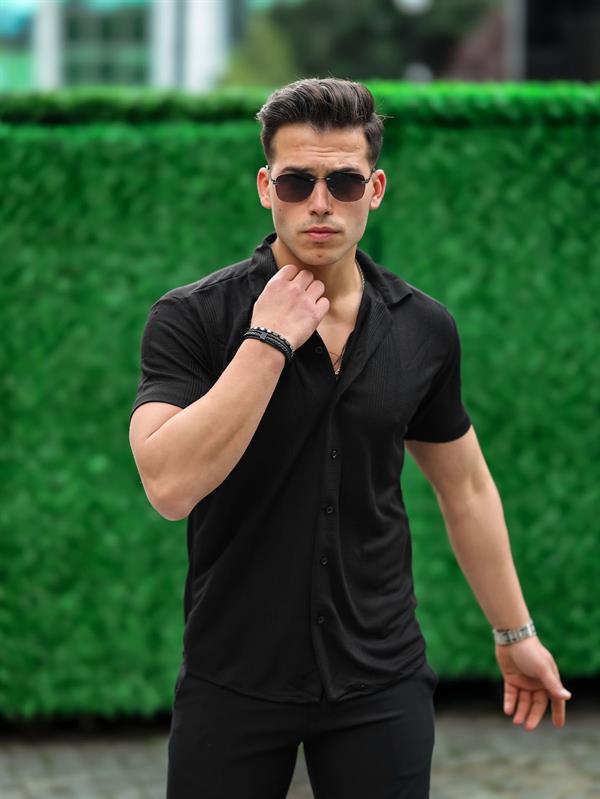 Chemise homme fit rayée manches courtes en coton