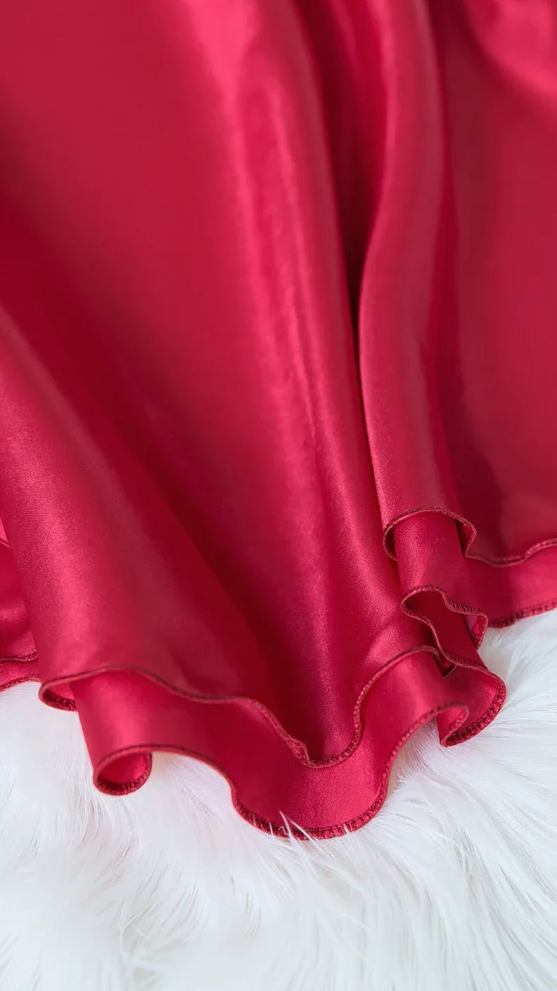 Nuisette 112 -Nuisette en satin avec dentelle douce pour femme