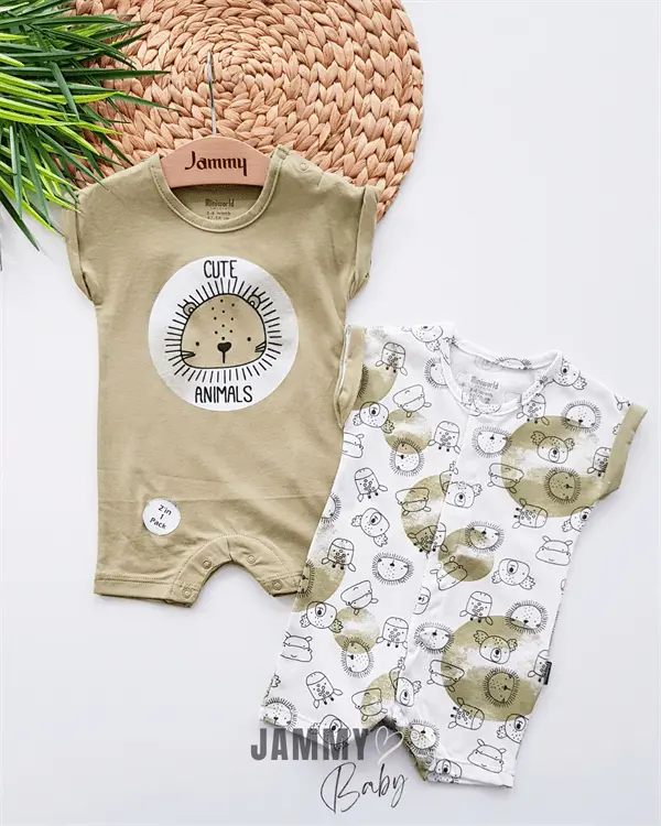 cute lion 2 - piece jumpsuit set - brown - Justyol
