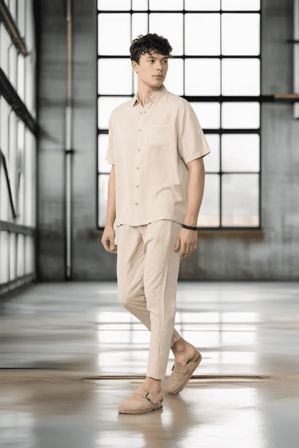 pantalon homme coton naturel cordon et zip - Justyol