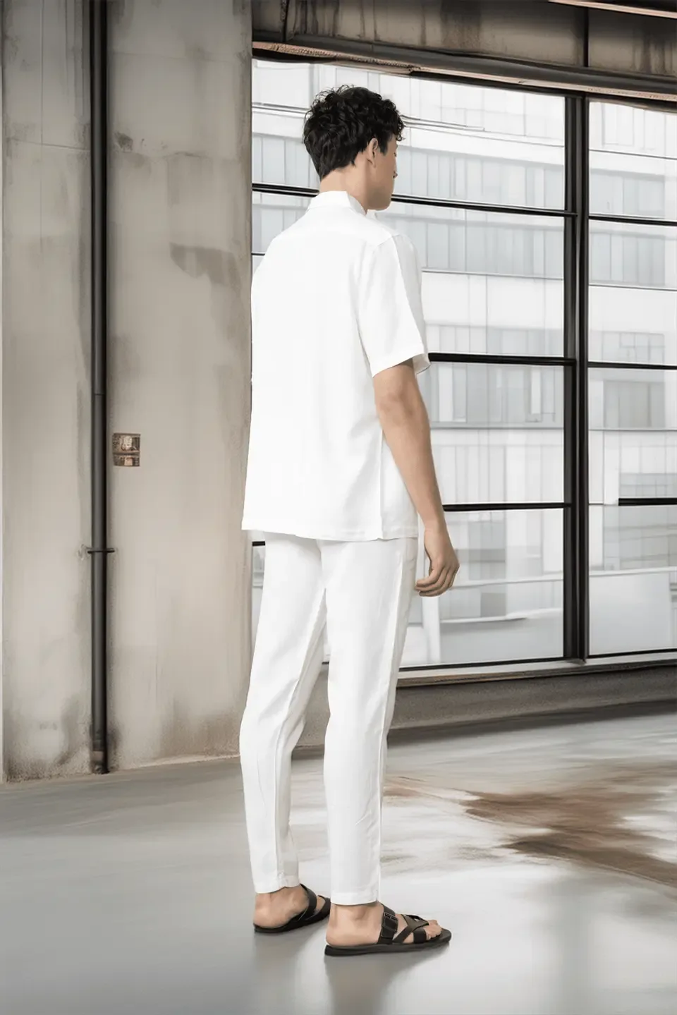 pantalon homme coton naturel cordon et zip - Justyol
