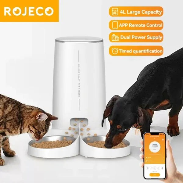 Mangeoire Automatique - ROJECO - Version WIFI - 4L - Double Bol