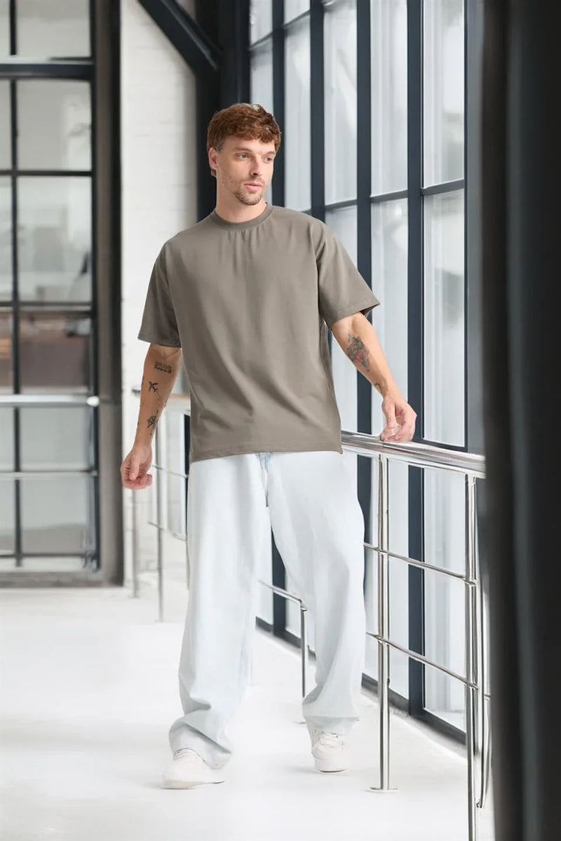 T-shirt homme oversize en coton col rond basique