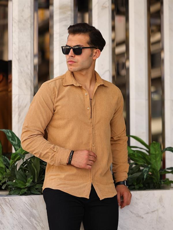 Chemise en velours en coton à motif discret