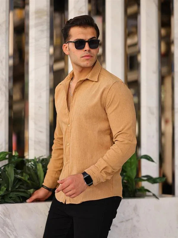 Chemise en velours en coton à motif discret - Justyol
