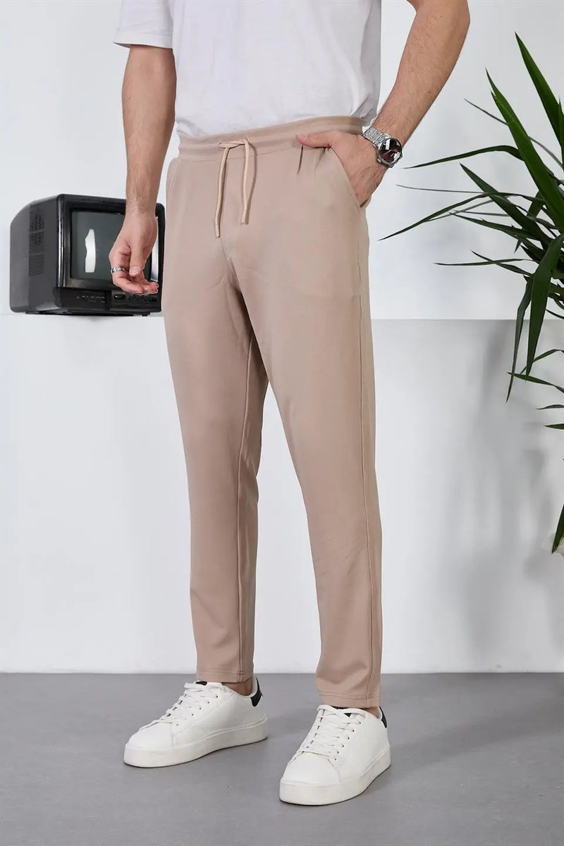 Pantalon Homme Texturé à Taille Élastique