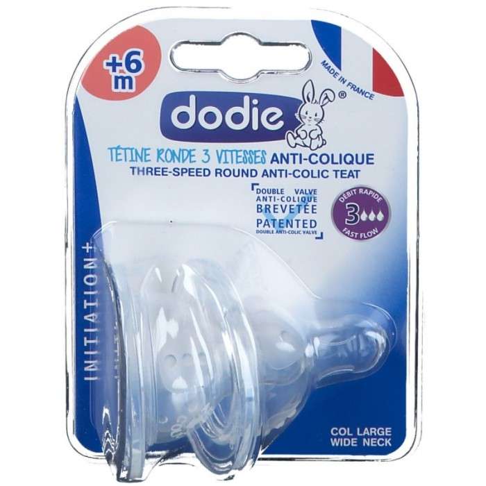 طقم حلمتي رضاعة DODIE Initiation+ مضادتين للمغص بتدفق قابل للتعديل و3 سرعات للأطفال +6 أشهر