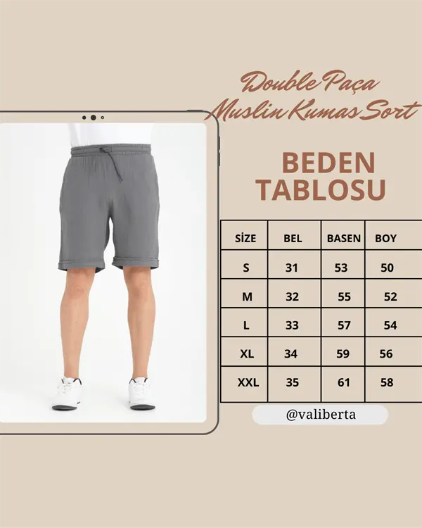 Short Homme en Mousseline de Coton à Revers – Coupe Confort