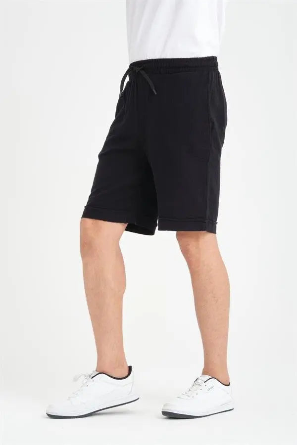 Short Homme en Mousseline de Coton à Revers – Coupe Confort