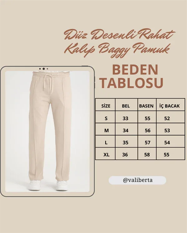 Pantalon homme baggy en coton à taille élastique - Justyol