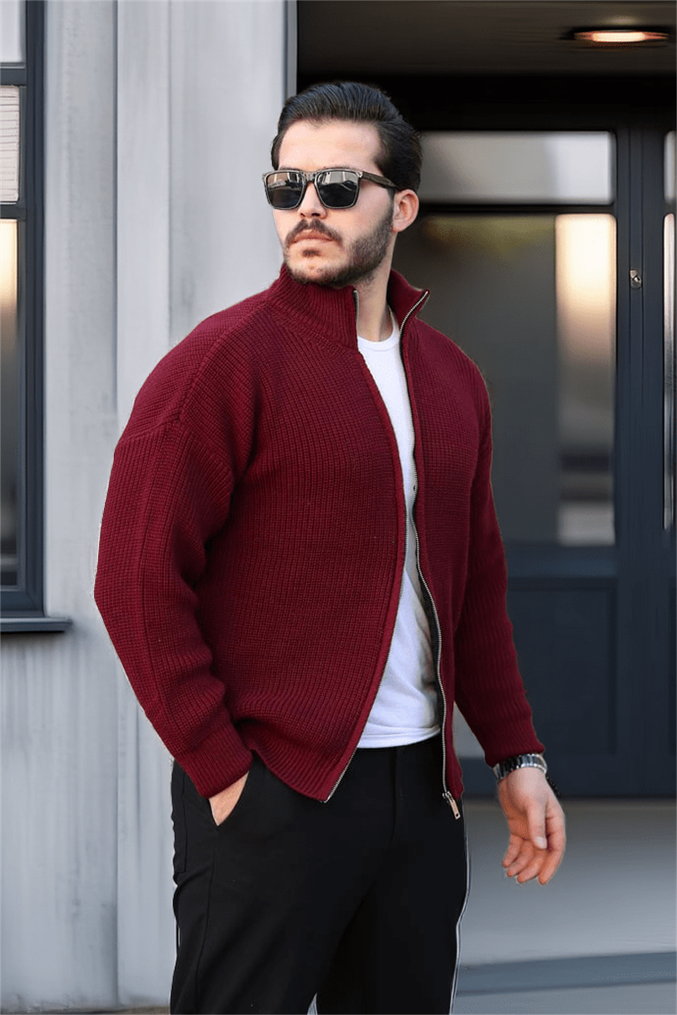 Gilet homme oversize zippé en maille Selanik