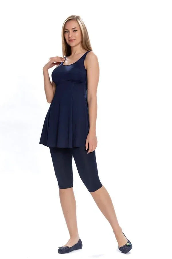 Maillot de bain avec jupe et leggings - Fuşya