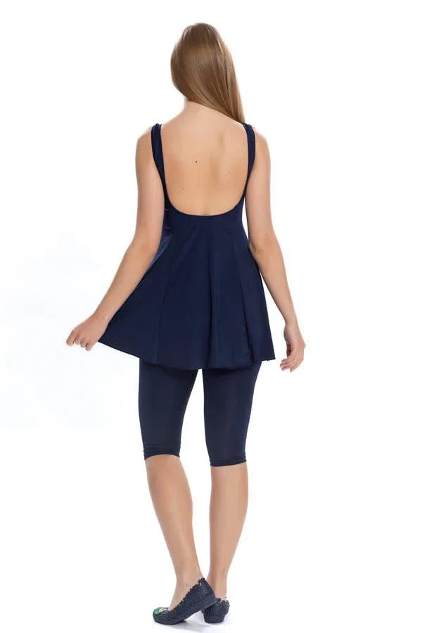 Maillot de bain avec jupe et leggings - Fuşya - Justyol