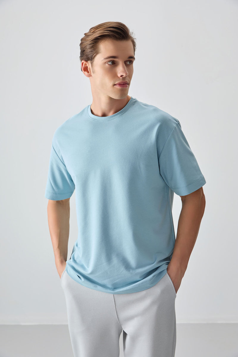 T-shirt Homme Basique Oversize en Coton Épais et Doux