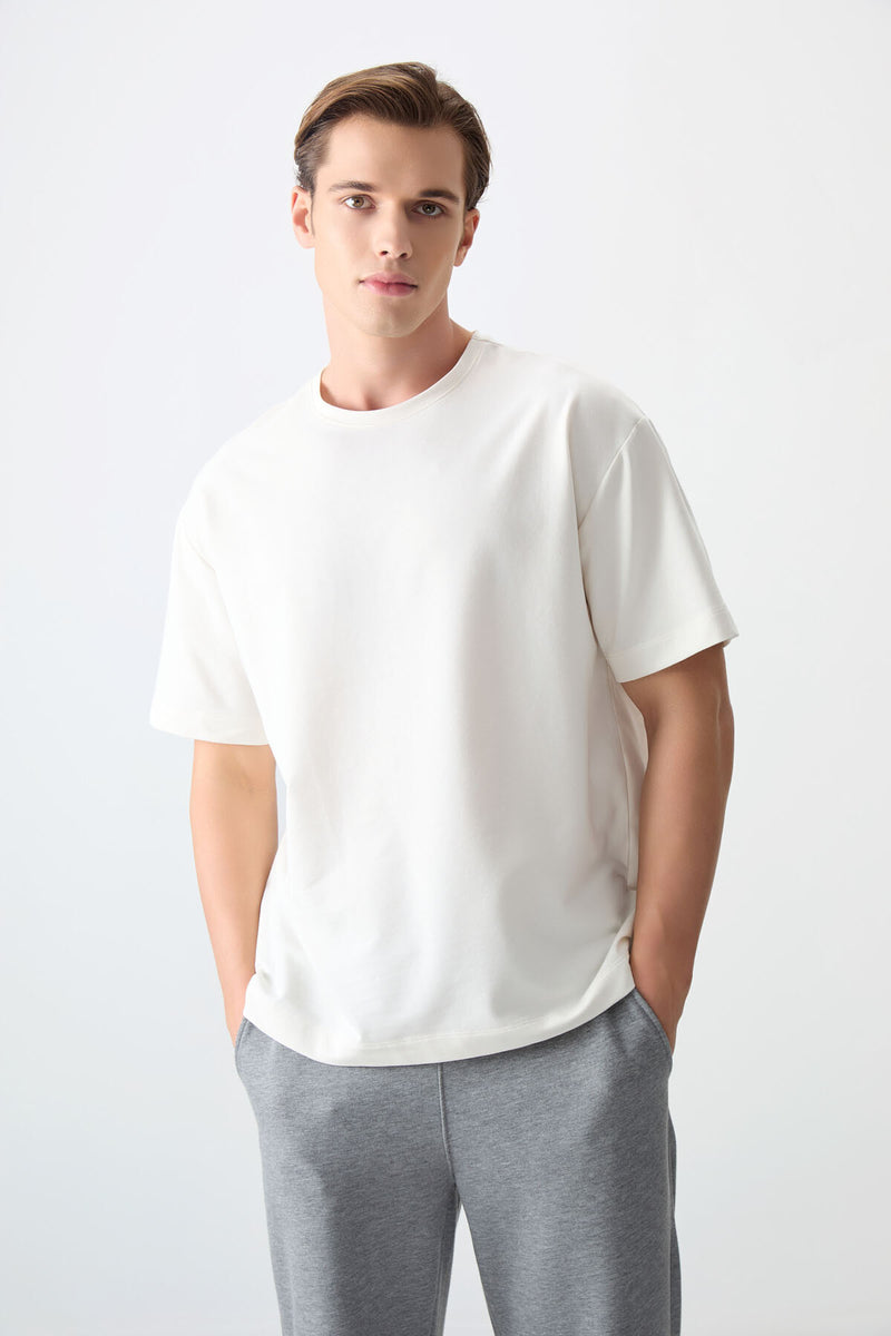T-shirt Homme Basique Oversize en Coton Épais et Doux