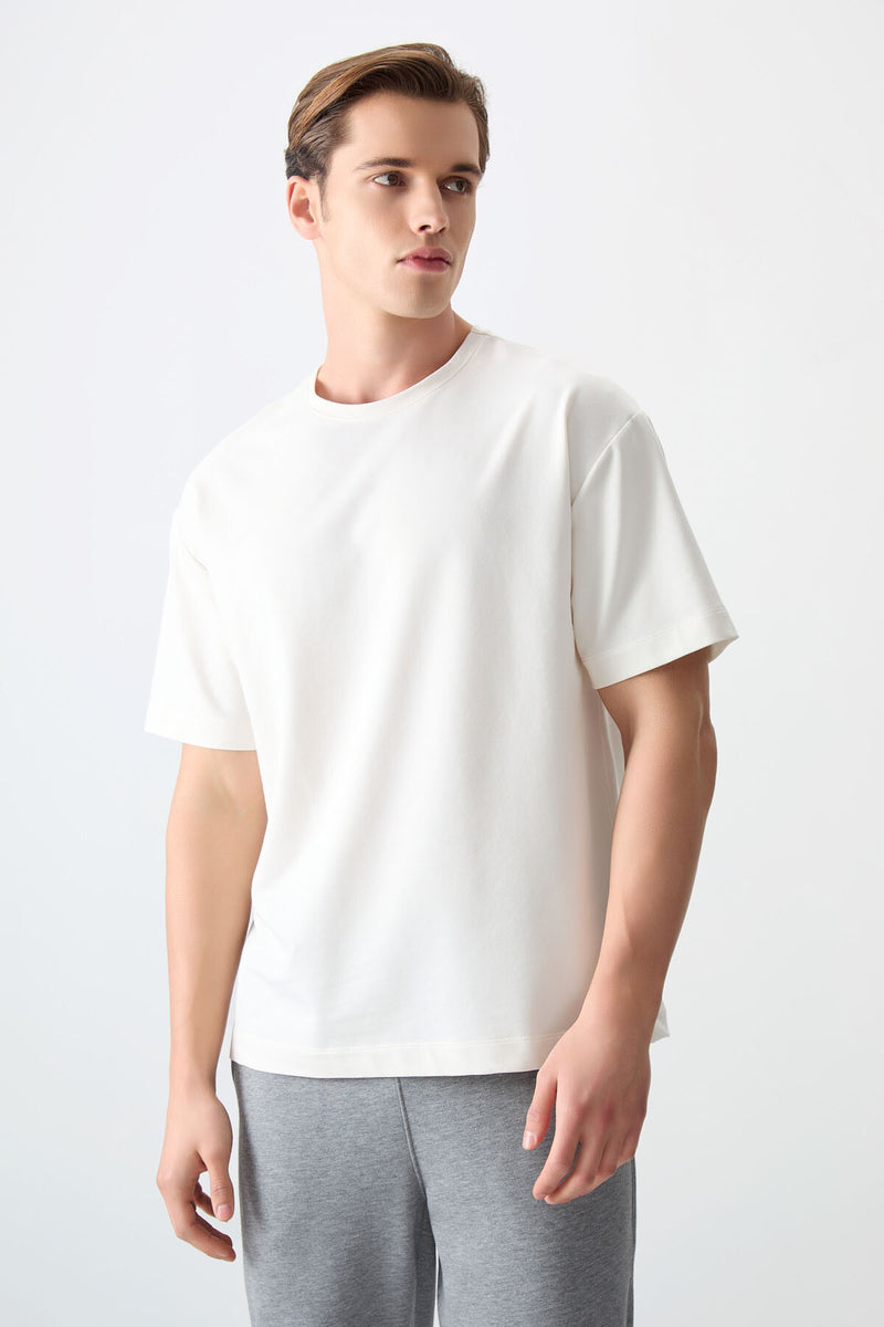 T-shirt Homme Basique Oversize en Coton Épais et Doux