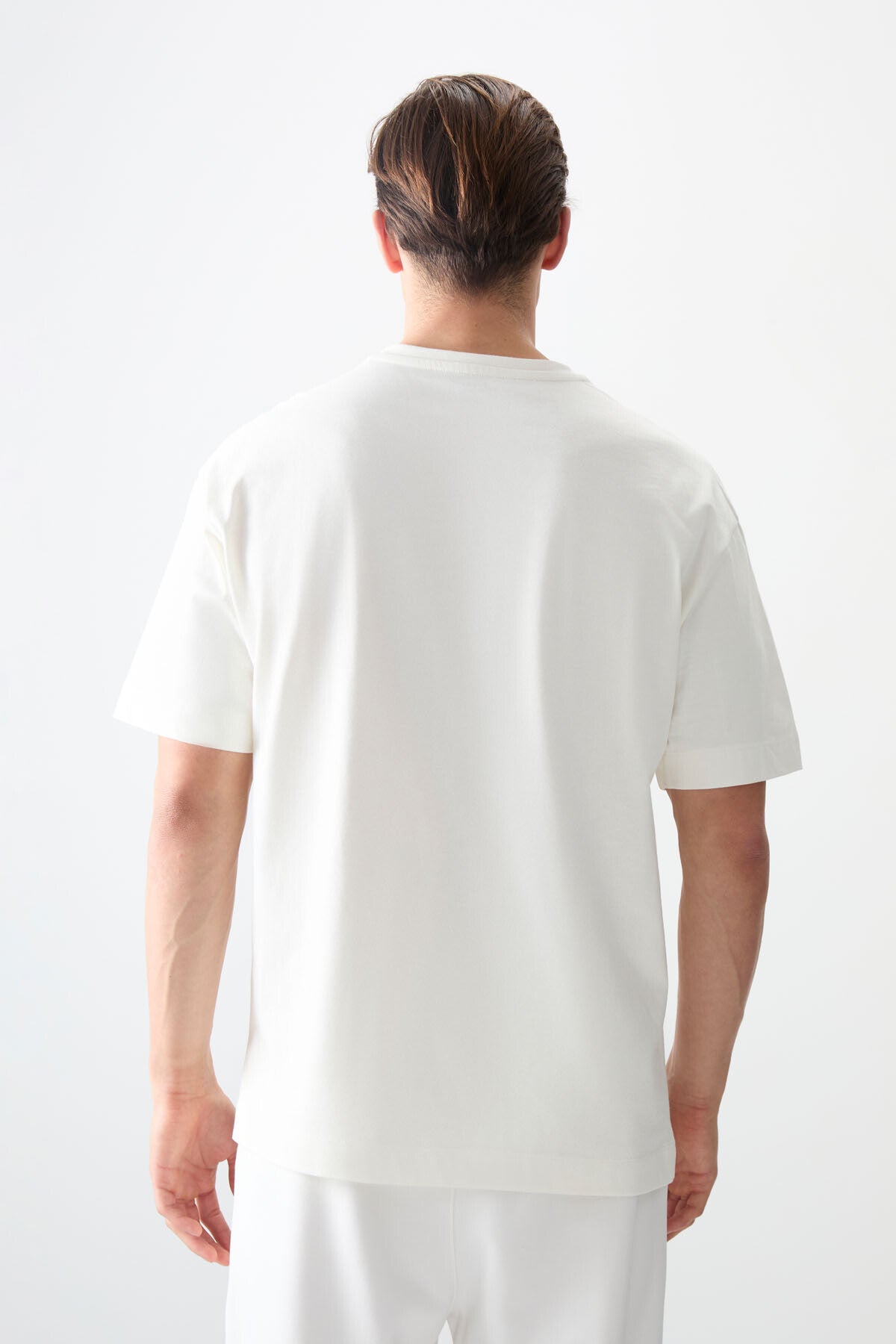 %100 pamuk kalin yumuşak dokulu oversize fit basic erkek t-shirt - 88353 - Justyol