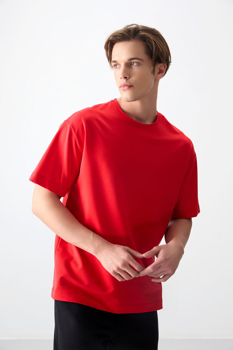 T-shirt Homme Basique Oversize en Coton Épais et Doux
