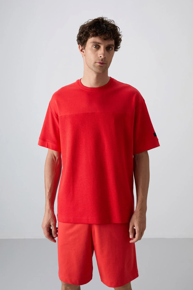 T-shirt homme oversize basic en coton épais à texture marquée - 88340