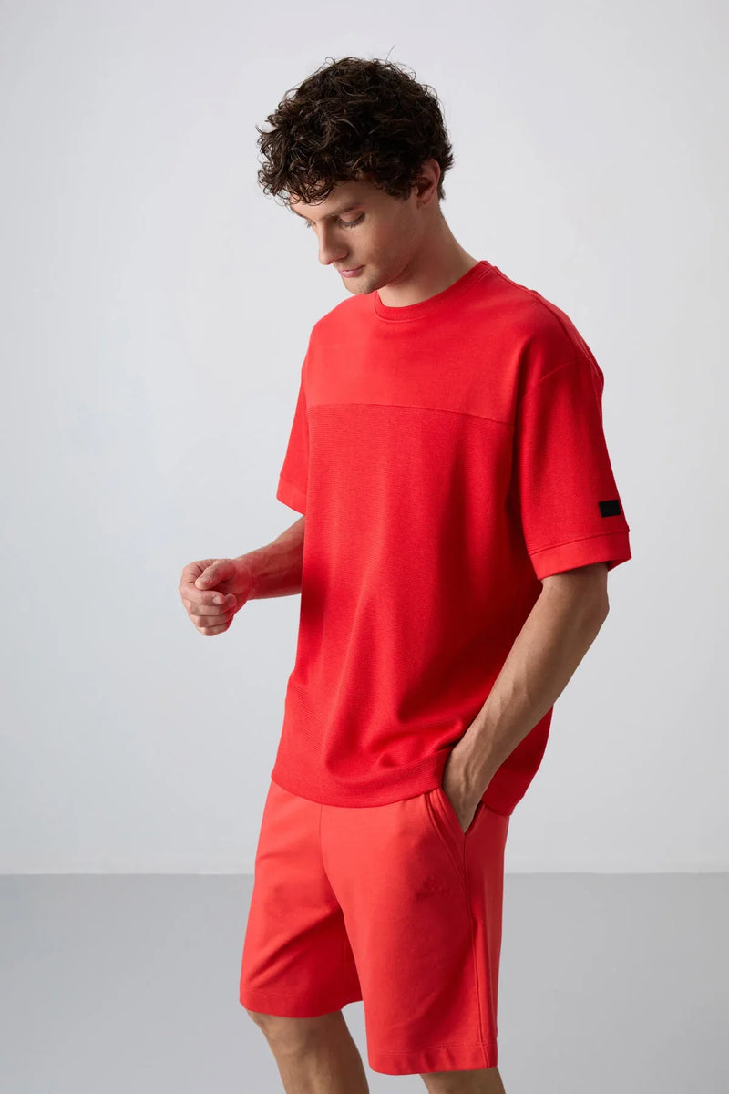 T-shirt homme oversize basic en coton épais à texture marquée - 88340