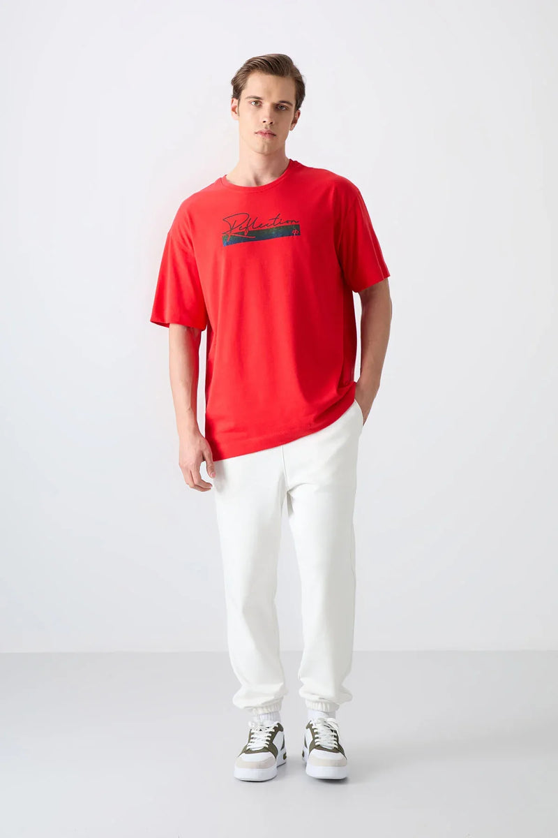 T-shirt homme oversize en coton épais avec imprimé - 88334