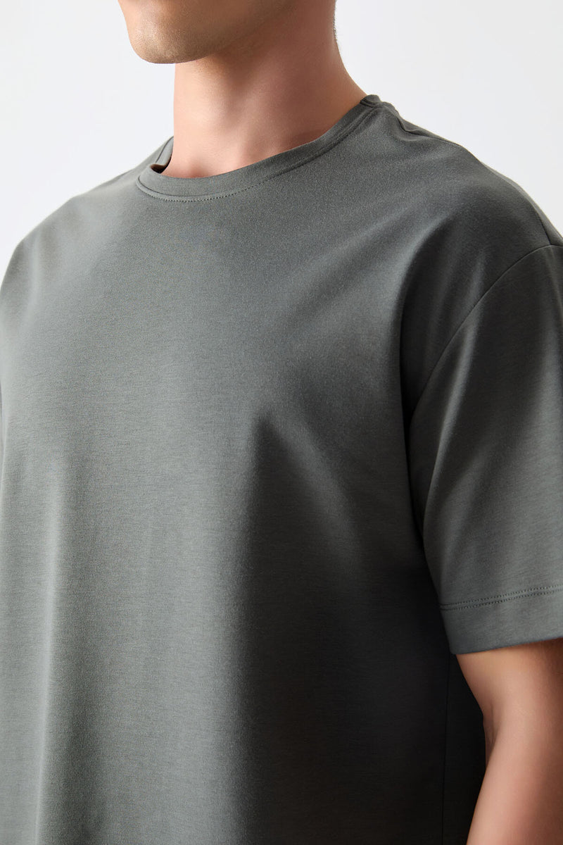 T-shirt Homme Basique Oversize en Coton Épais et Doux