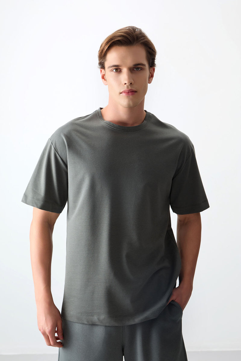 T-shirt Homme Basique Oversize en Coton Épais et Doux